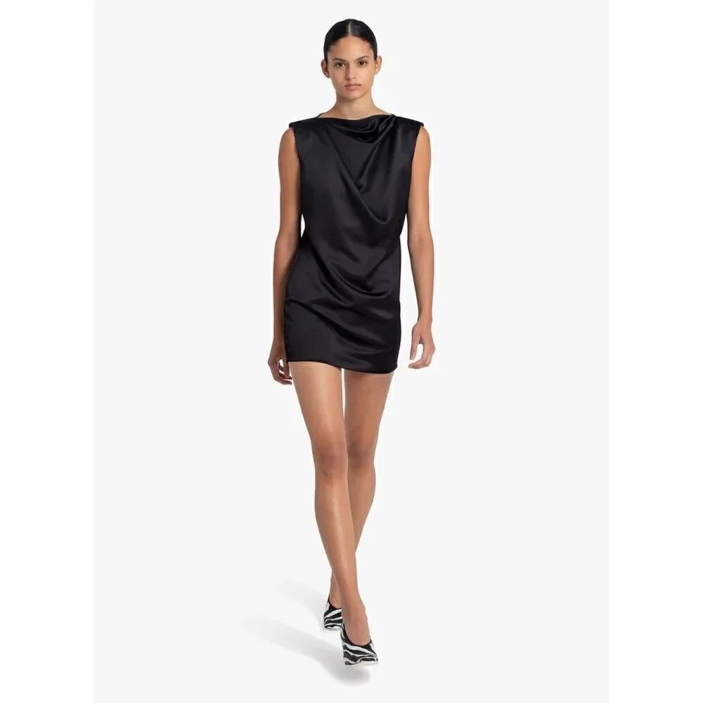 GAUGE81 Cali Satin Mini Sheath Dress Black Size Extra Small